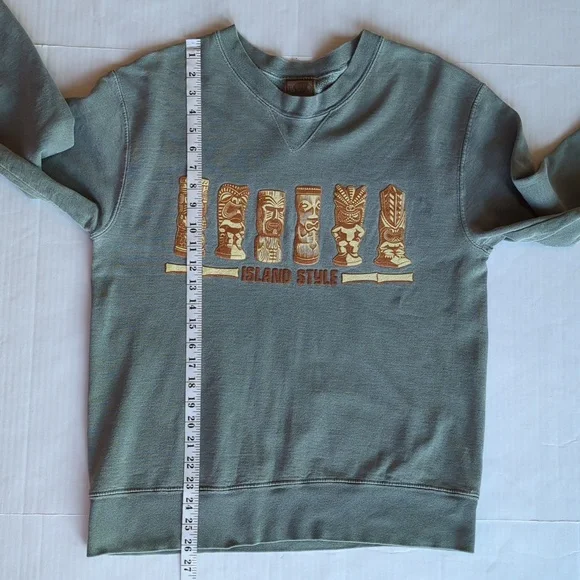 Fargo Clothing Island Style Crew Neck Sweatshirt MEDIUM Green Raised Accents - Picture 12 of 13